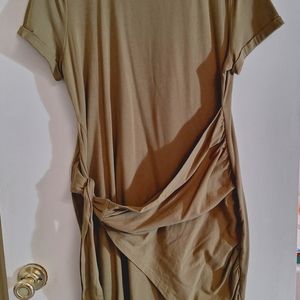 Khaki wrap around dress